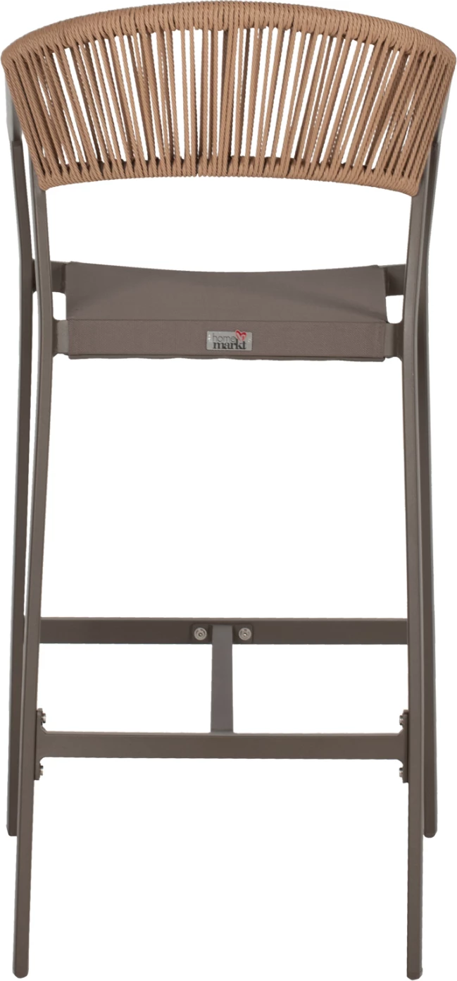 Barski stol aluminij z nasloni za roke šampanjske barve PE ratan tekstil bela 56x58x105Hcm.FH5892.03