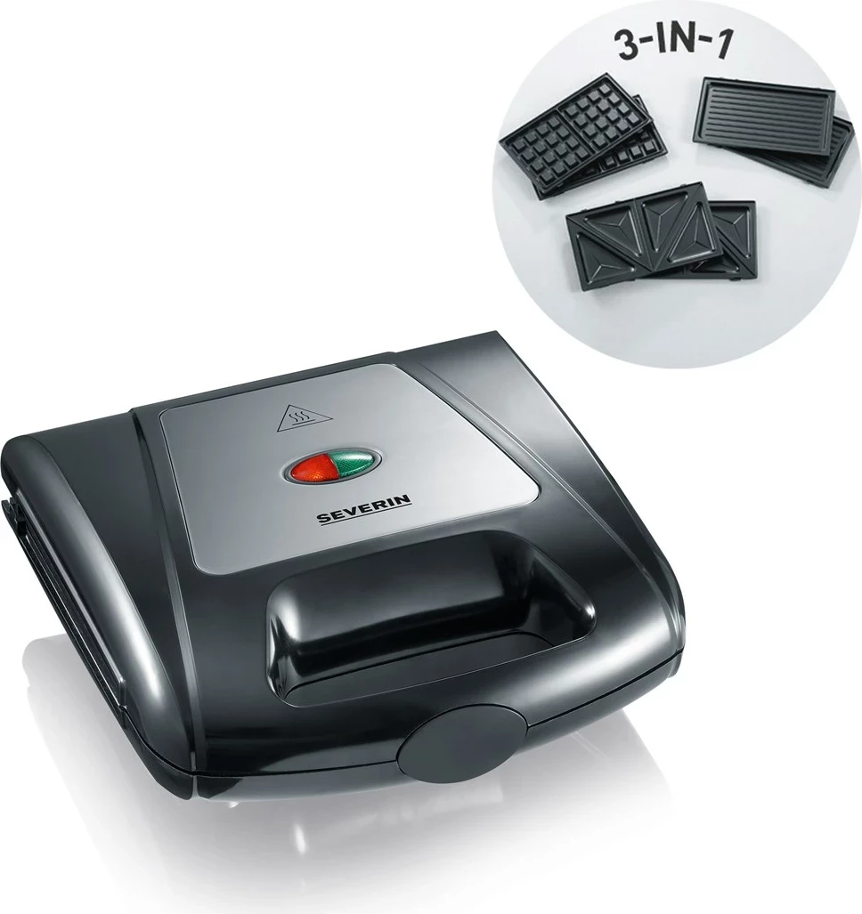 Aparat za vaflje, 1000 W, črn/krom, Severin SA2968, za 2 vaflja