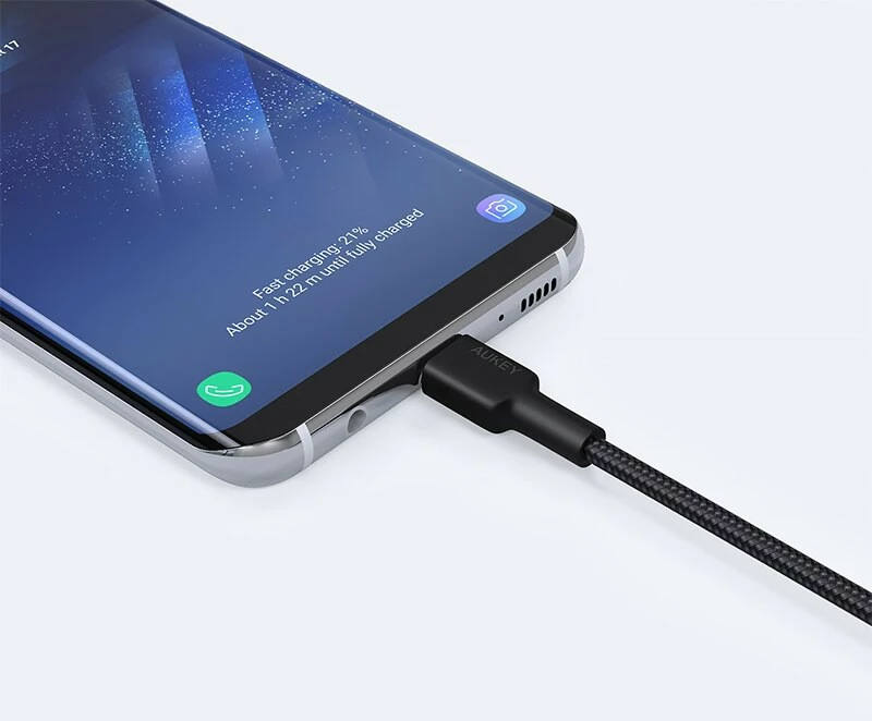 Kabel USB-A na USB-C, 0,9 m, 60 W, najlon, črn — AUKEY CB-CD30