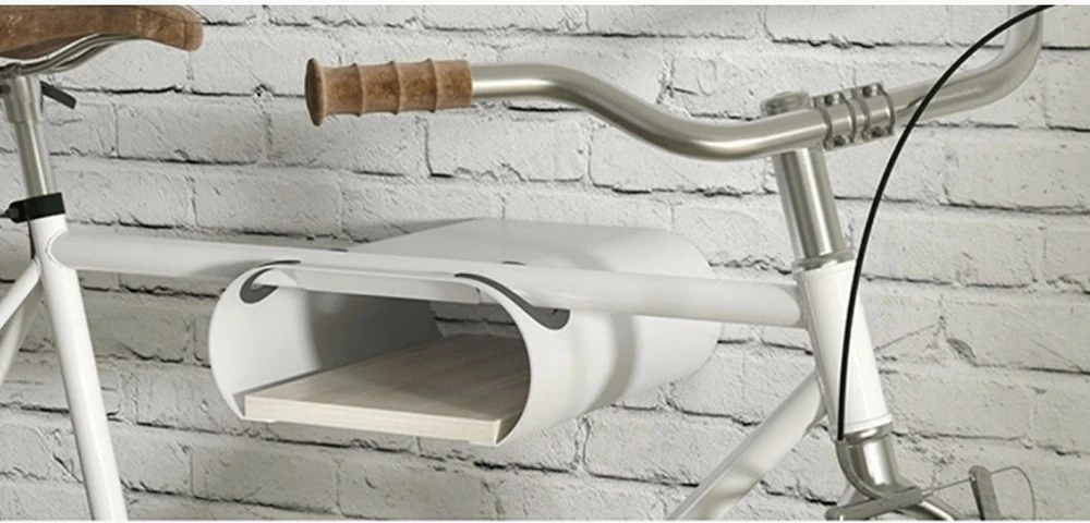 Stenski nosilec za kolo Maclean MC-466 z regalom, bel