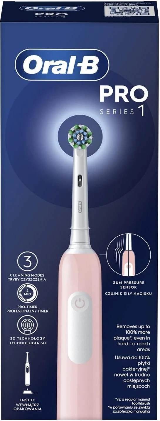 Električna zobna ščetka Oral-B Pro 1 CrossAction, rožnata