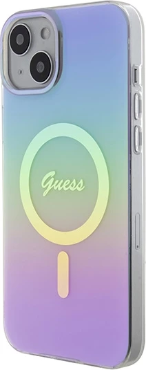Iridescent MagSafe ovitek Guess za iPhone 15 Plus, vijoličen