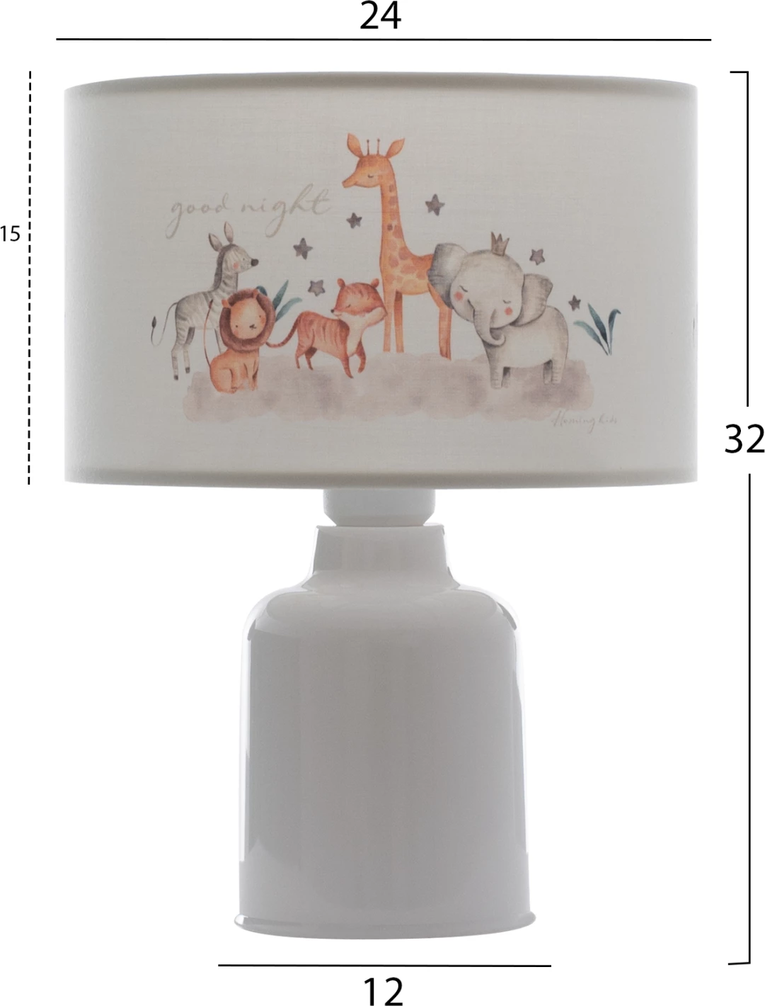 Namizna svetilka za otroško sobo iz blaga cilindrična 'kapa' Φ24x32H