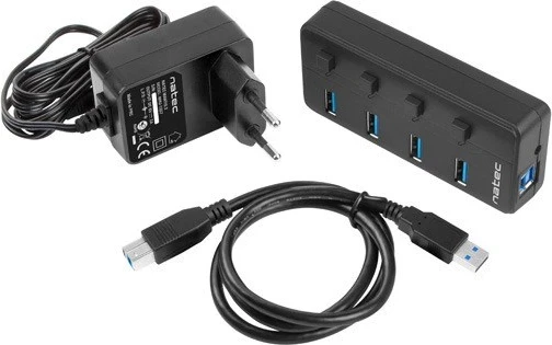 USB 3.0 razdelilec, 4 vrata, črn Natec Hub