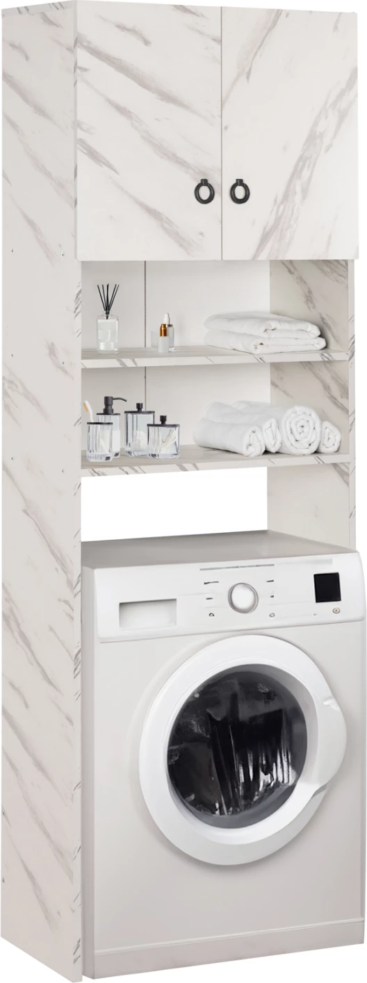 Pohištvo za pralni stroj TERRY FH9122.12 z omarico in policami melamin belo marmor 64Χ29Χ181Hcm