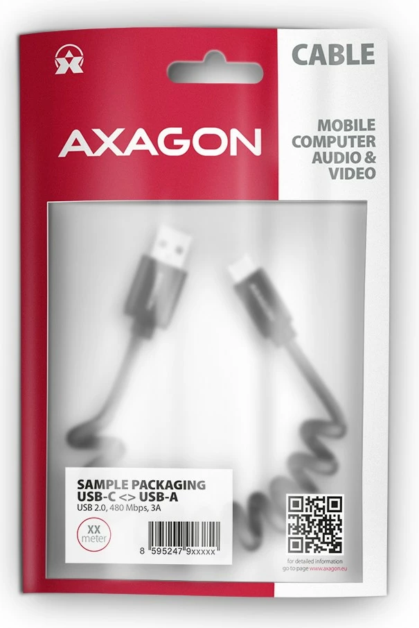 Kabel USB-C na USB-A AXAGON BUCM-AM10TB, 0,6 m, črn Kabel USB-C na USB-A AXAGON BUCM-AM10TB, 0,6 m, črn