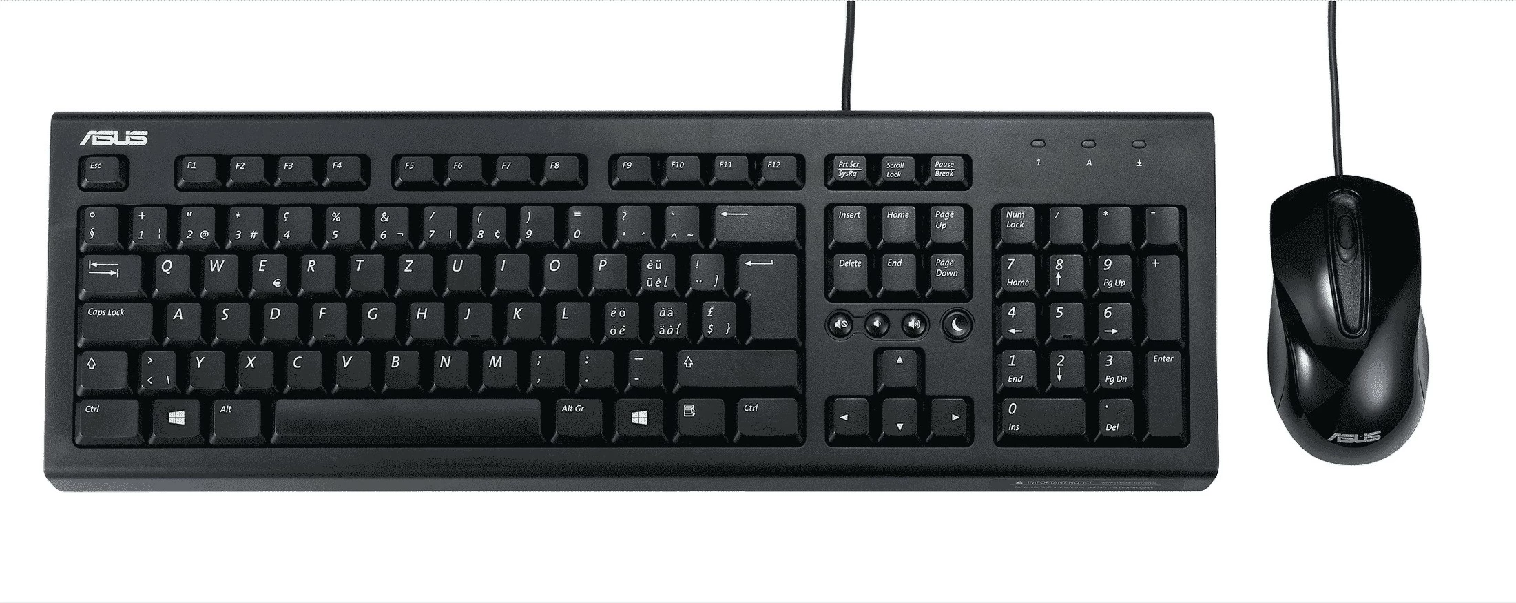 Tastatura in miška ASUS U2000, z žico, črni