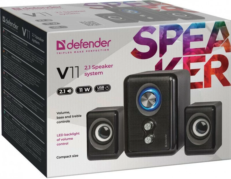 Ožični zvočniki Defender V11 2.1, 11 W, USB, črni