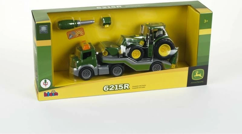 Igračni set: traktor s prikolico, John Deere Klein 3908, plastika, zelen/rumen/siv