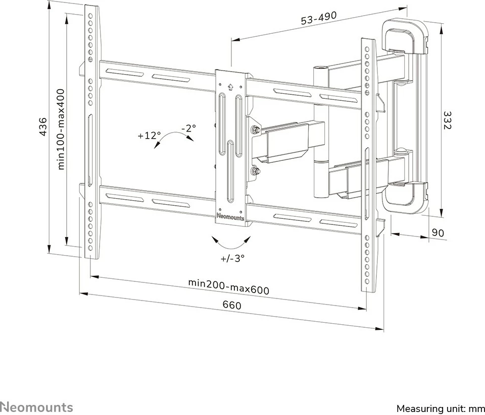 Polno gibljiv nosilec za TV Neomounts WL40-550BL16, 40-65 palcev, VESA 600x400, črn Polno gibljiv nosilec za TV Neomounts WL40-550BL16, 40-65 palcev, VESA 600x400, črn