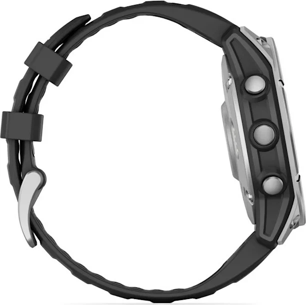 Multisport GPS pametna ura 47 mm, Garmin Fenix, nerjaveče jeklo s črnim silikonskim pasom