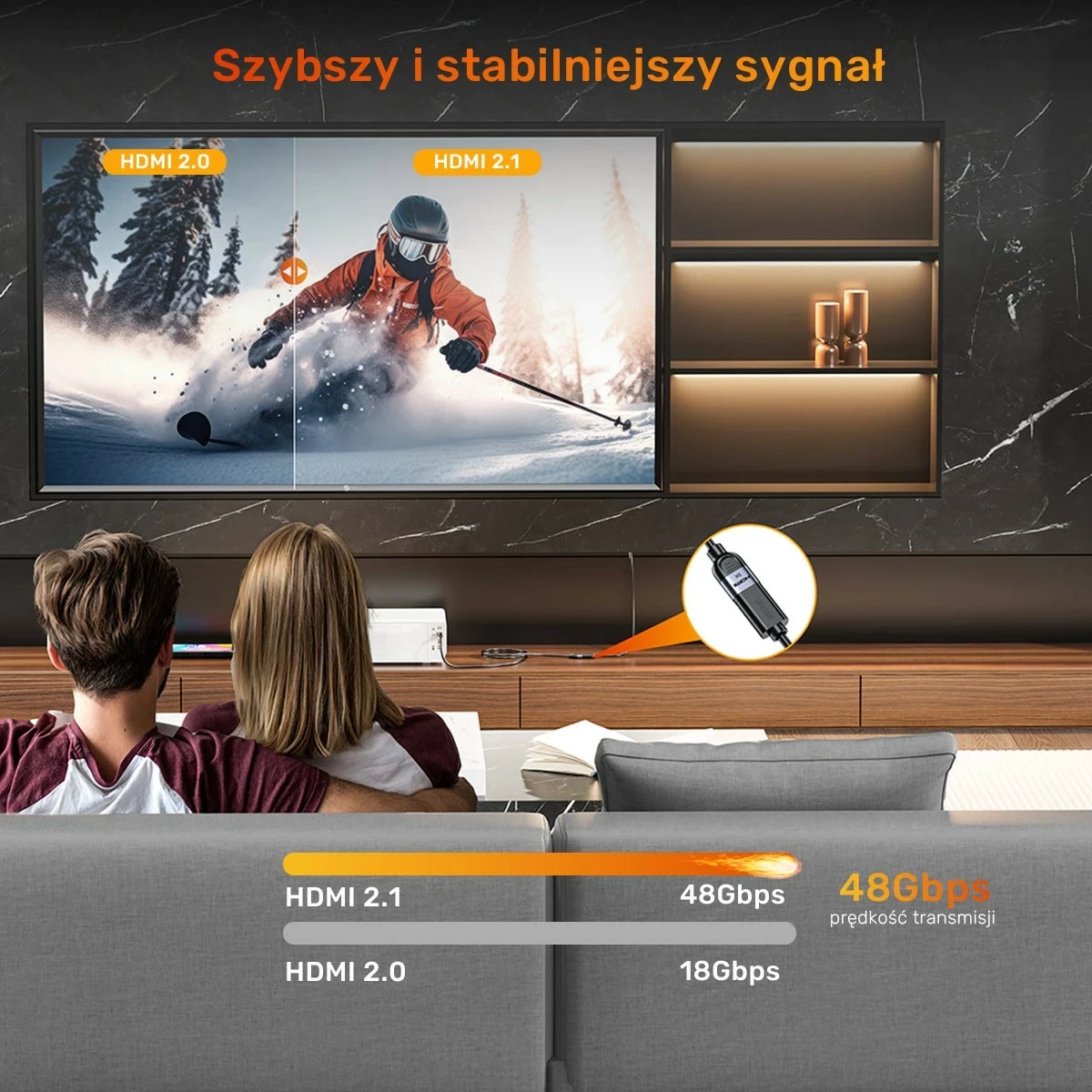 Zvočni/Video podaljšek HDMI Unitek 2.1, 8K 3 m, srebrno-črn