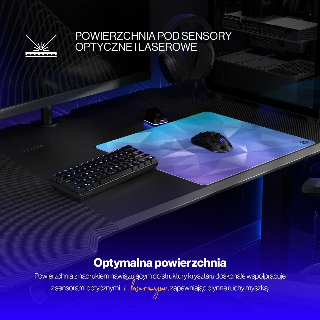 Mauspad, Endorfy Crystal Blue L, plastika, modra