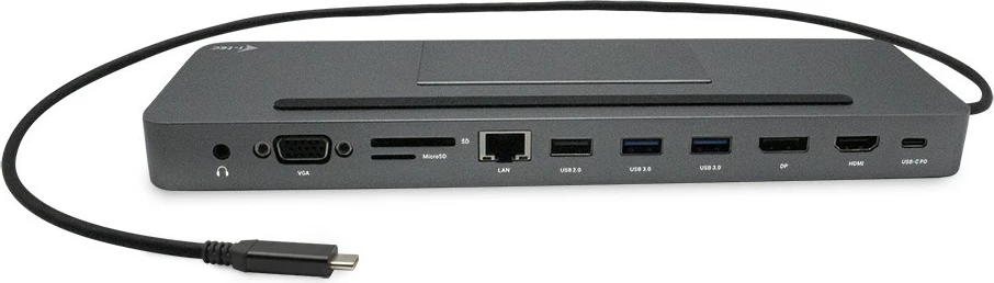 Ergonomična metalna postaja za priklop I-Tec USB-C 4K, siva