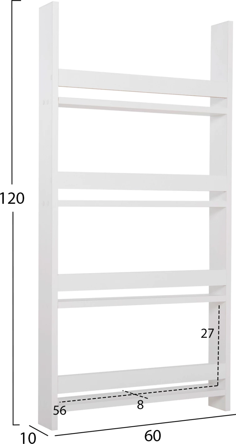 Stenske police SANI FH18224.01 melamin v beli barvi 60x10x120Hcm (4 police)