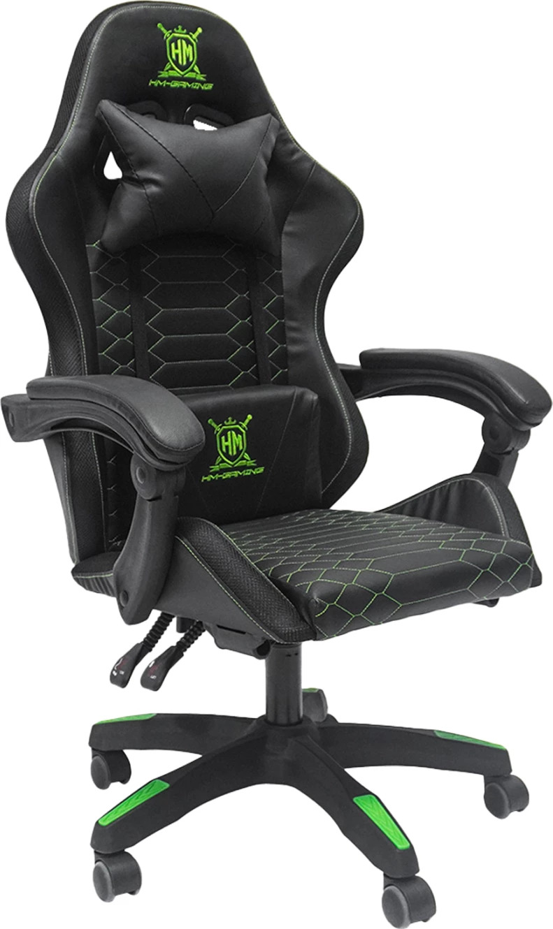 GAMING naslanjač LOOT FH1204 črno-zelena PVC in najlon 51x49x125Hcm