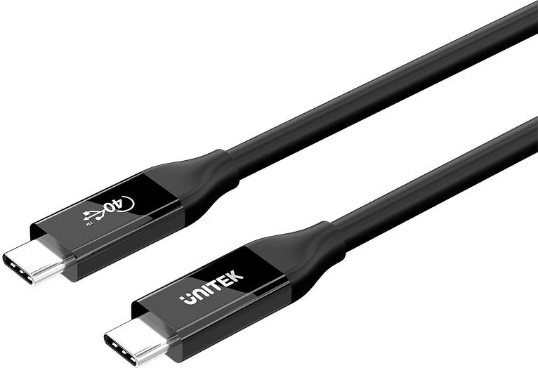 USB-C kabel, 2 m, USB 4.0, 100 W, 40 Gbit/s, črn, UNITEK C14100ABK01-2M