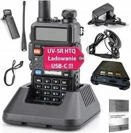 Walkie-talkie BAOFENG UV-5R HTQ, USB-C, črn
