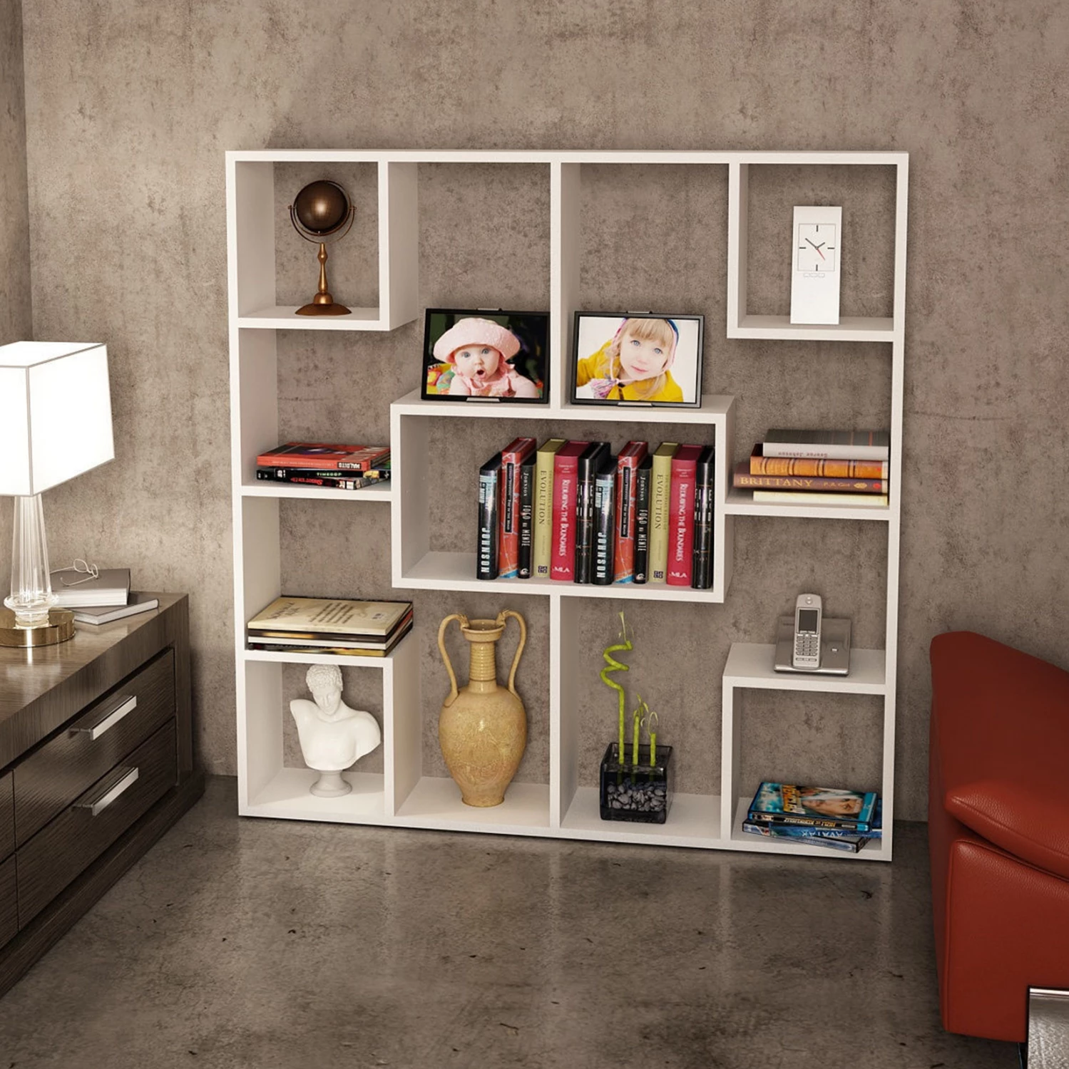 Melaminska knjižna omara FH9029.01 bela 120x22x123.6 cm