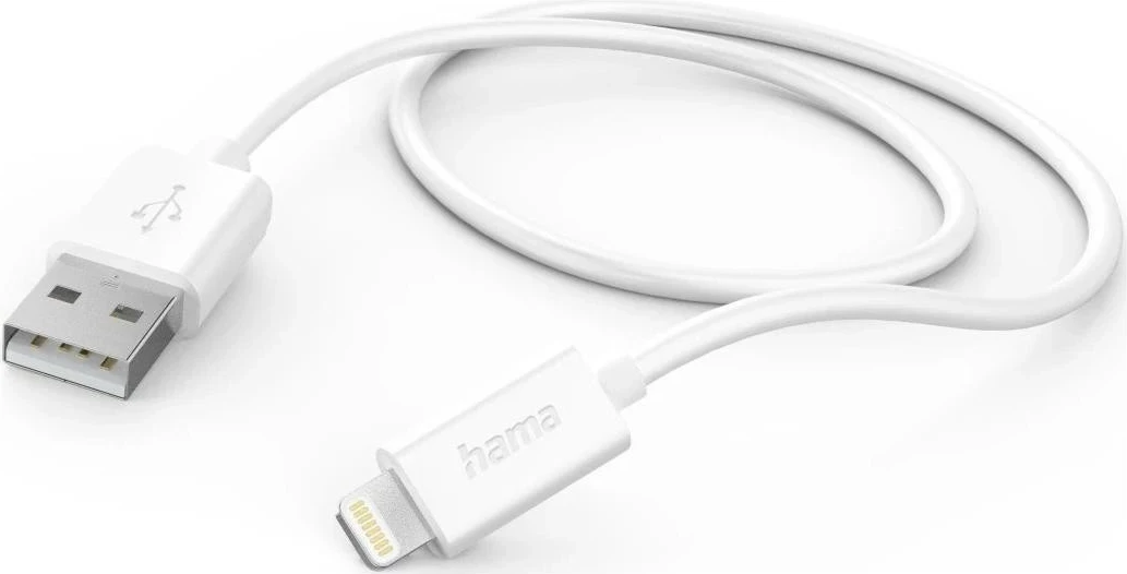 Kabel za polnjenje in prenos podatkov USB-A - Lightning Hama, 1,0 m, bel