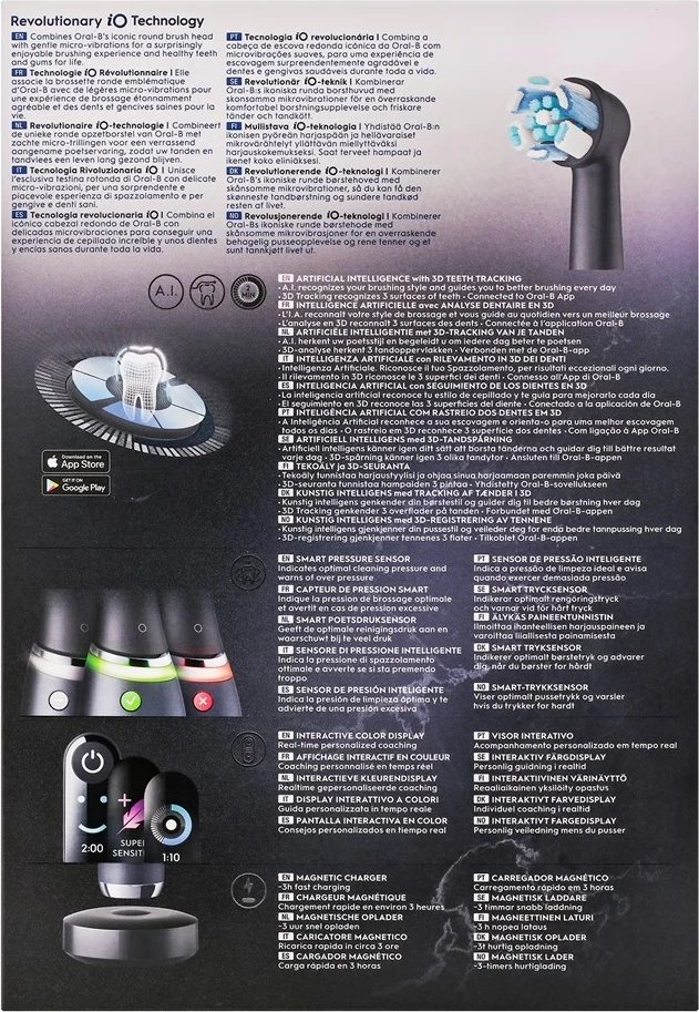 Električna zobna ščetka iO Series 9 Duo Pack, Braun Oral-B, z vgrajeno baterijo, črna in rožnata, set 2 kosa