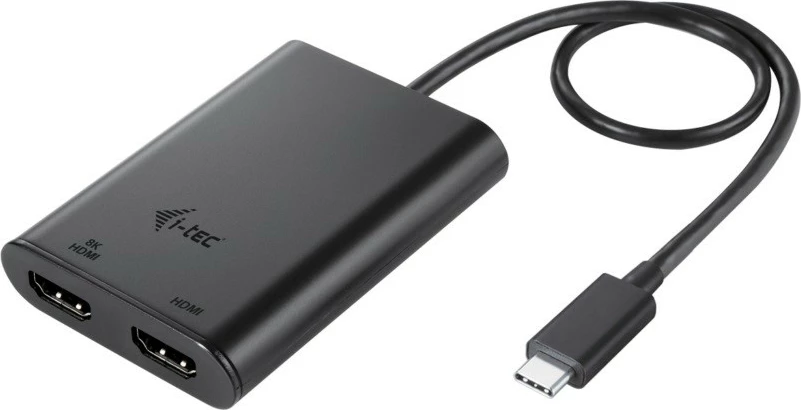 Video adapter USB-C, 2x HDMI, 8K/30Hz ali 2x 4K/60Hz, i-tec C31DUAL4K60HDMI, črn