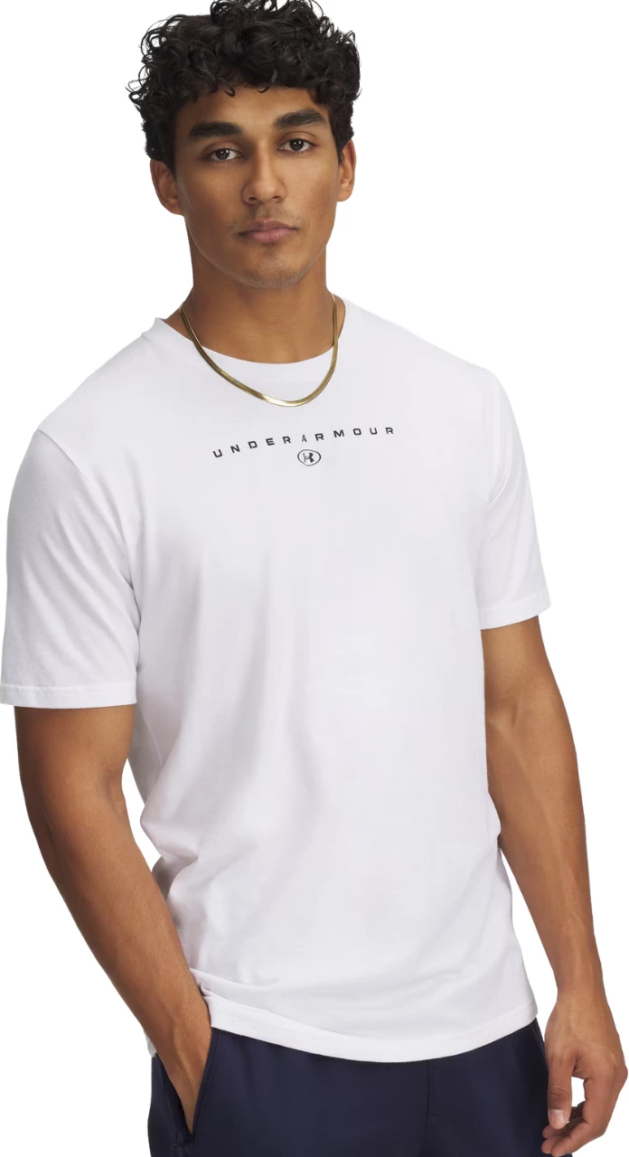 Majica za moške, bela, Under Armour Stacked Logo SS