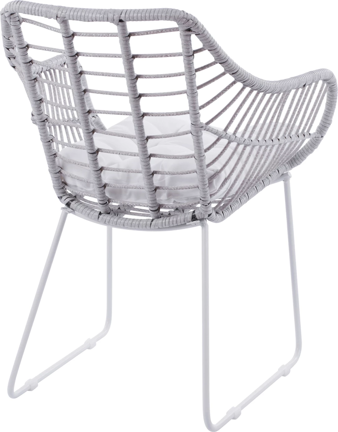 Kovinski naslanjač bel mat in siv pleten FH5300.02