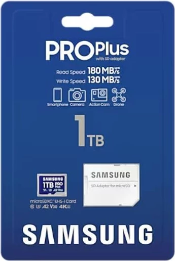 MicroSD kartica Samsung PRO Plus 1 TB z SD-adapterjem, modra