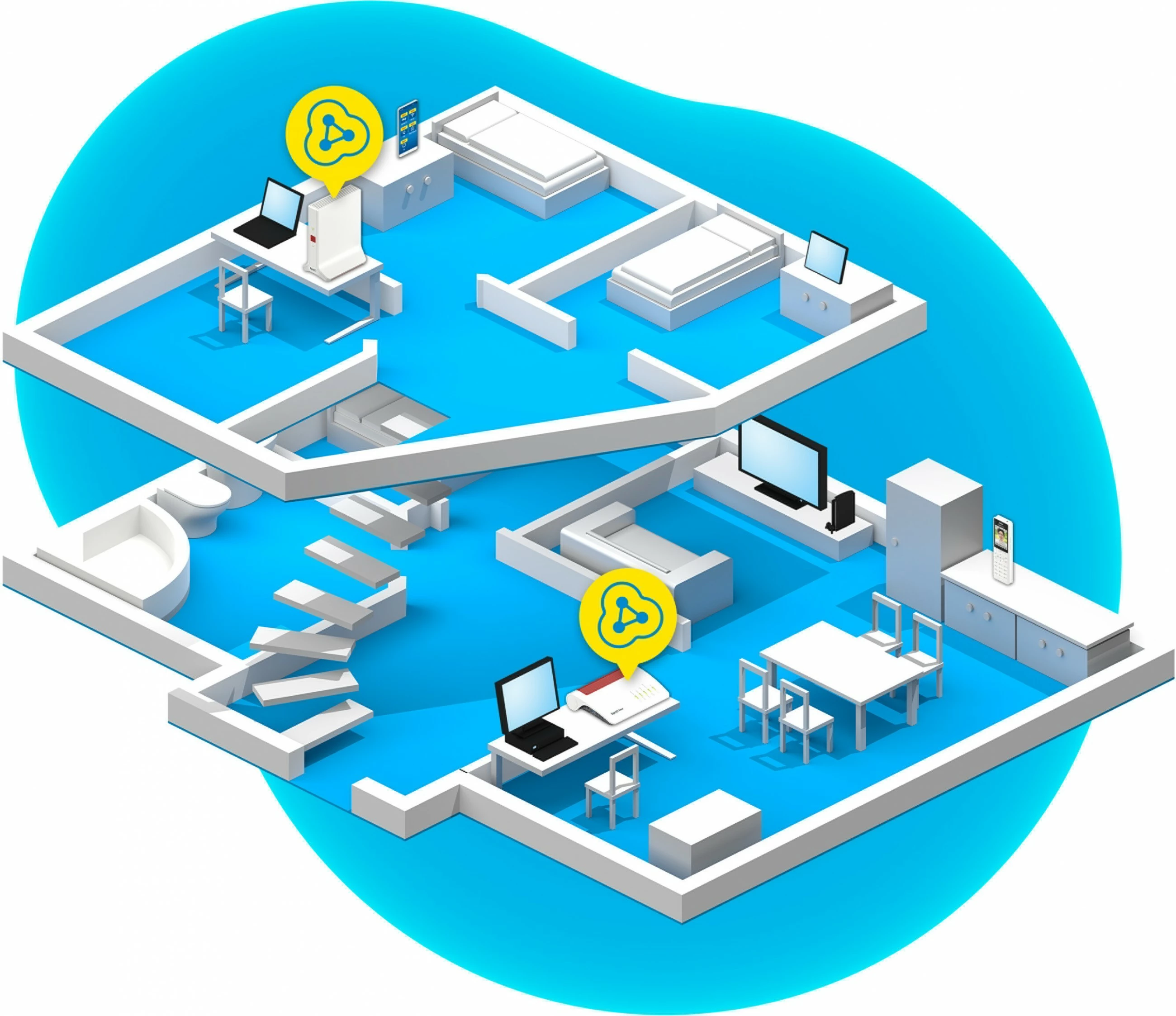 Repeater za omrežje FRITZ!Repeater 3000 AX, 2400 Mbit/s, Wi‑Fi, Ethernet LAN, bel