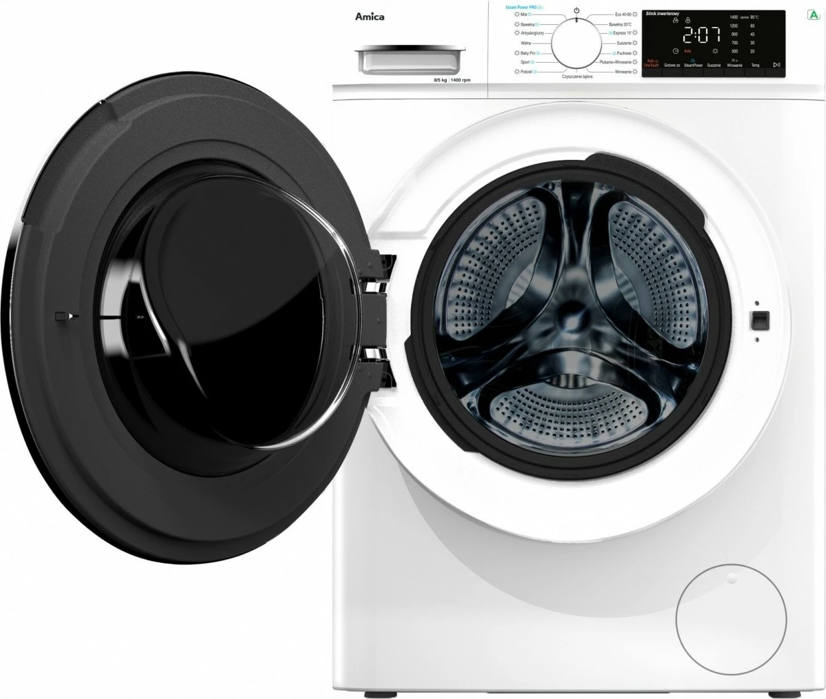 Pralno-sušilni stroj Amica A1WDS8514DLiStH 8 kg/5 kg 1400 vrt/min energijski razred A, bel