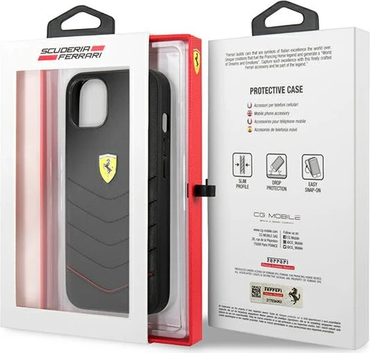 Ovitek za telefon Ferrari Off Track Quilted za iPhone 13 mini, 5,4", črn, trdo ohišje