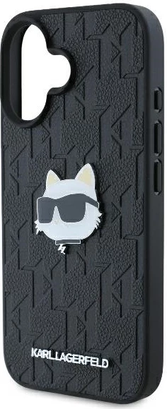 Zaščitni ovitek Monogram Choupette Karl Lagerfeld za iPhone 16, črn