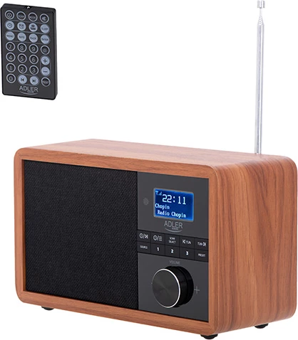 Radio, rjav Adler AD 1184, DAB/DAB+, FM, Bluetooth 5.0, 3W, LCD, USB/SD, alarm