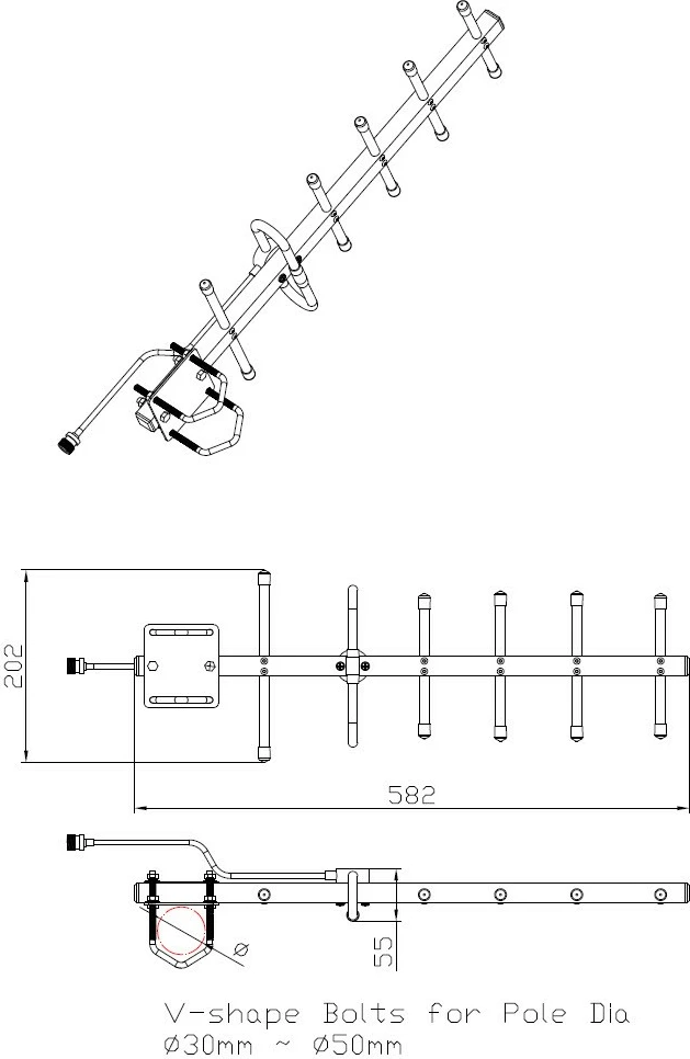 Yagi antena 868 MHz, 10 dBi, N-ženski, za LoRa/Helium IoT ALLNET Yagi antena 868 MHz, 10 dBi, N-ženski, za LoRa/Helium IoT ALLNET