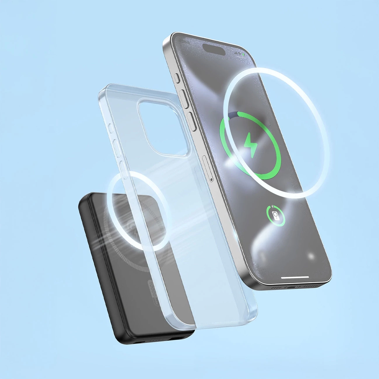 Prenosna polnilna baterija 10000mAh, 20W, USB-A/USB-C/MagSafe, z držalom — Dudao K14S+, črna