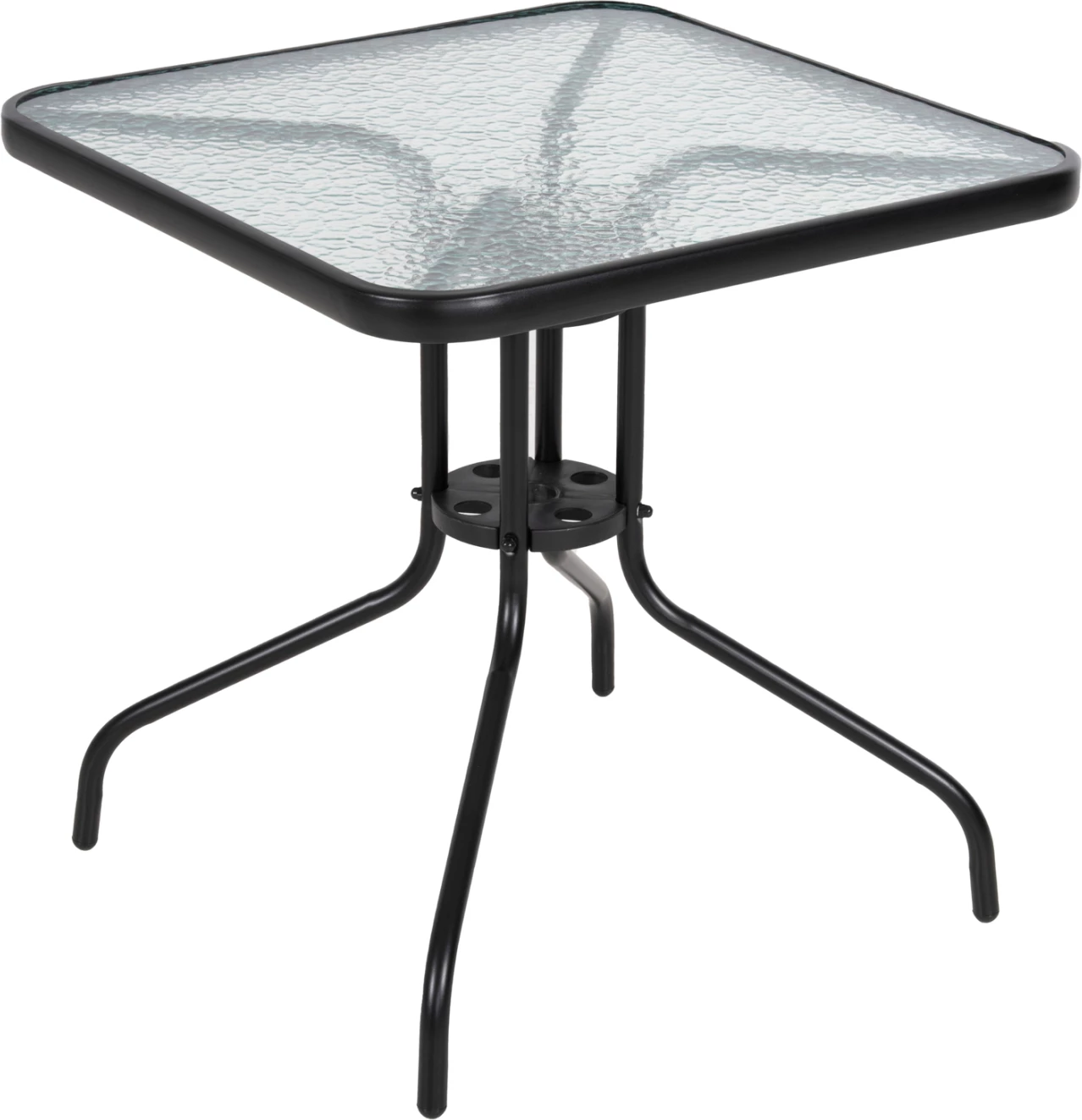 Zunanji kvadratni miza FIGO FH5036.03 iz črnega kovinsko-steklenega materiala 70Χ70Χ70H cm