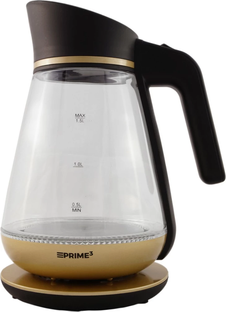 Električni grelnik vode PRIME3 SEK51GL, 1,5 L, 2200 W, steklo, črno/zlato