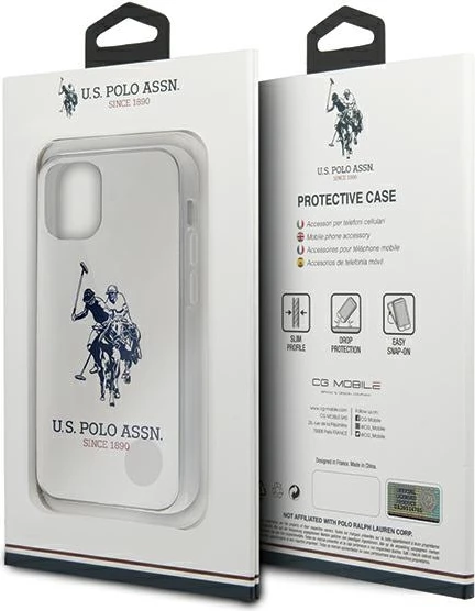 Zaščitni ovitek za iPhone 12 mini (5,4"), U.S. Polo Assn. USHCP12STPUHRWH, sijajen veliki logotip, bel