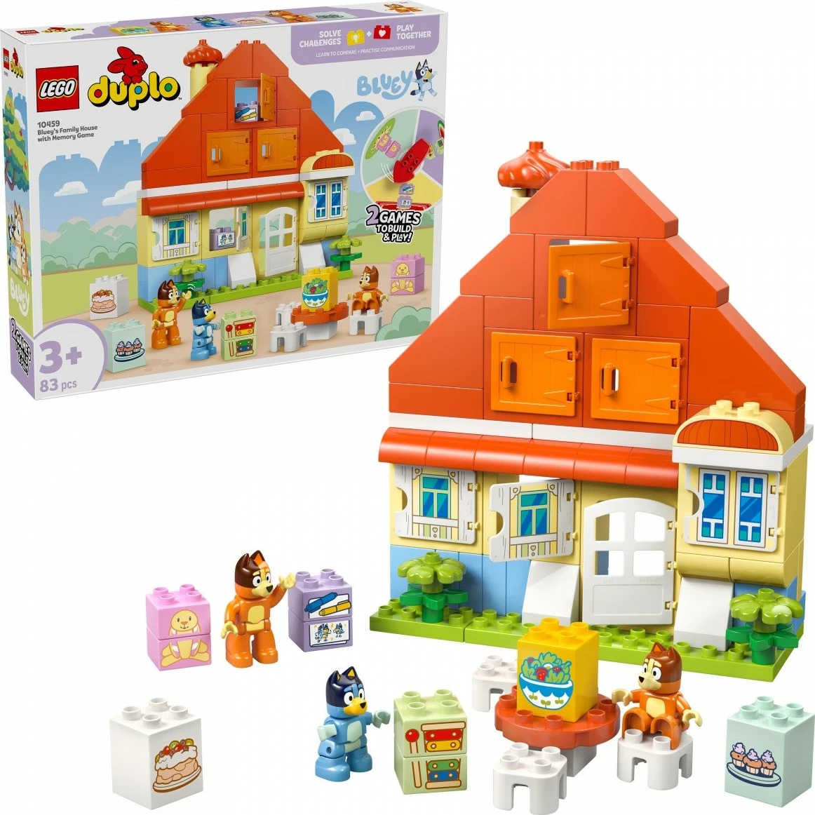 Sestavljiv set Hiša družine Bluey z igro spomina, LEGO DUPLO, 83 kosov