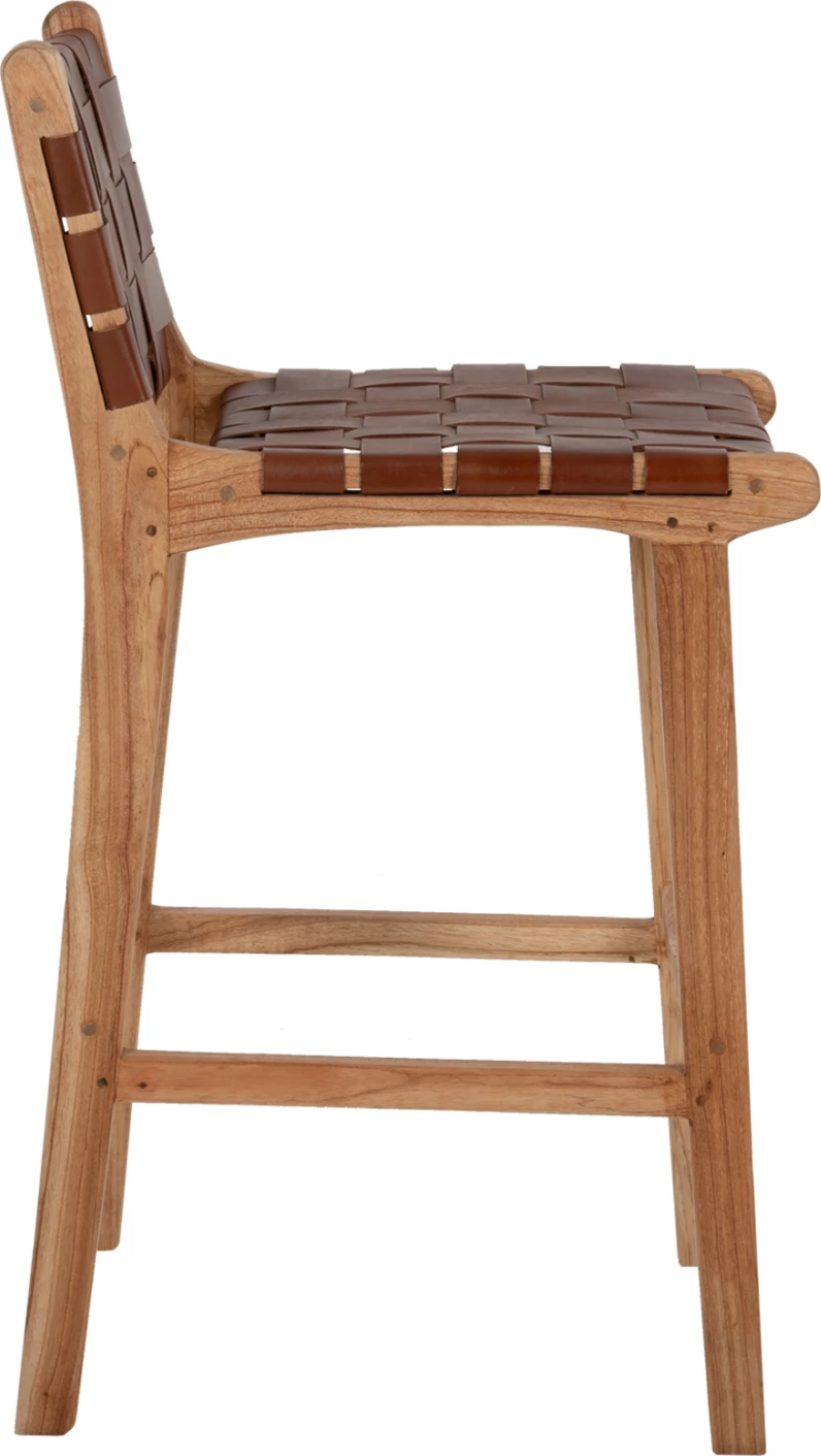 Stol z naslonjalom FH9380.01 visok mindi les pleteno usnje naravno, 40x53x89H