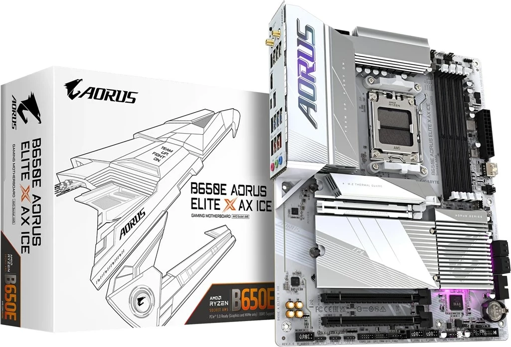 Matična plošča Gigabyte B650E AORUS ELITE X AX ICE, Socket AM5, ATX, bela
