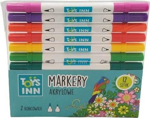 Set akrilnih markerjev Stnux STN9162, 12 barv, z dvema konicama