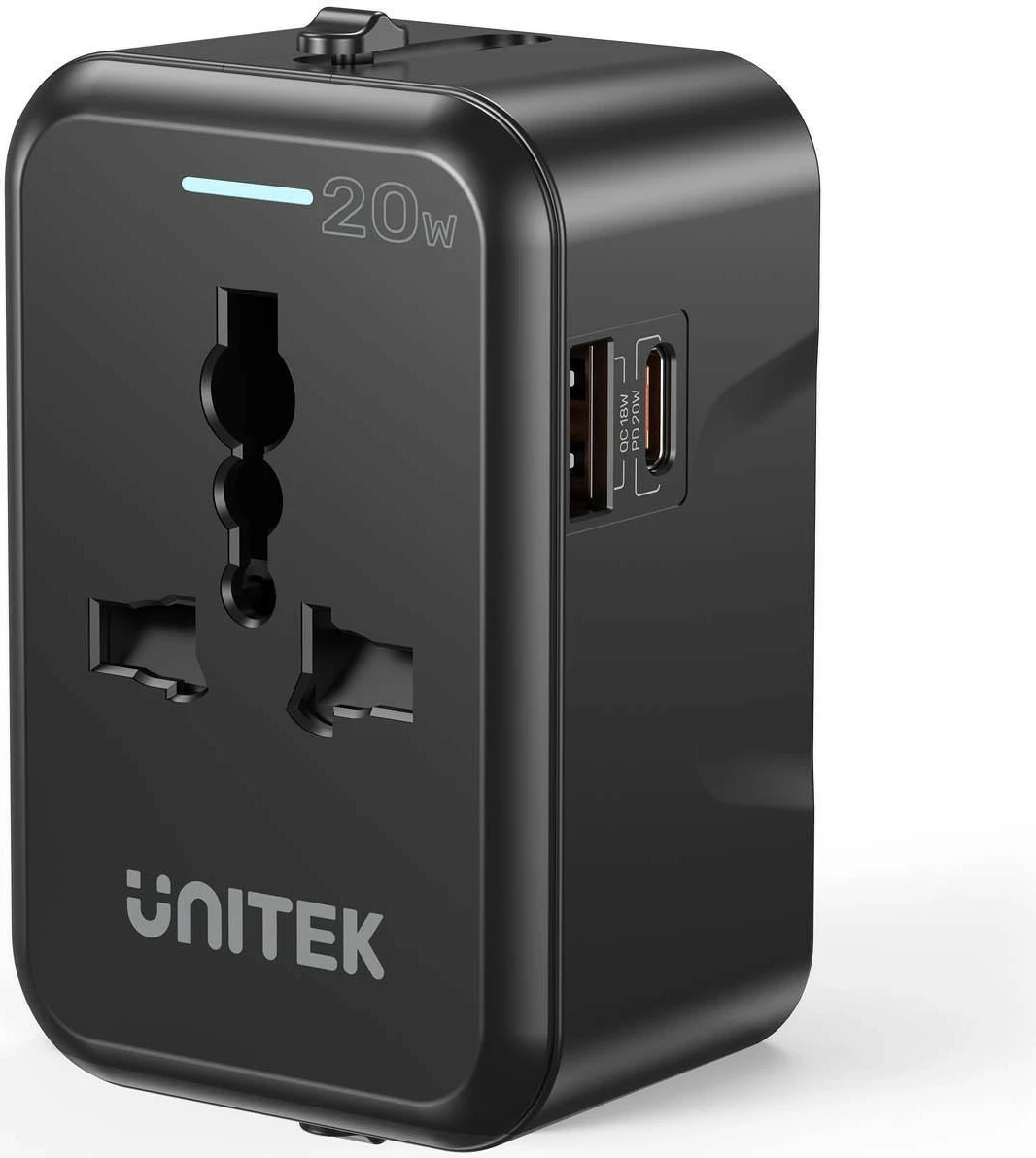 Potovalni polnilec Unitek, PD 20 W, črn