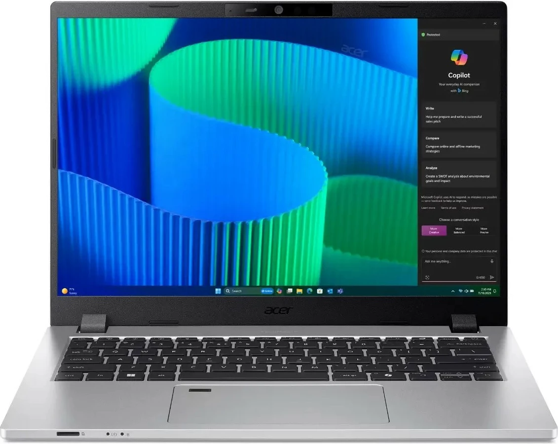 Prenosnik Acer TravelMate P2 TMP214-56-TCO-54AL, Intel Core i5, 16 GB RAM, 512 GB SSD, Pure Silver