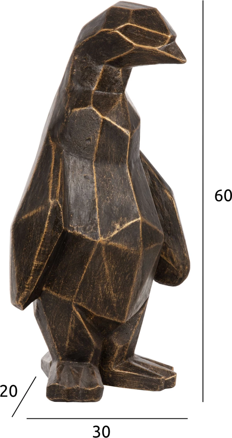 Talna dekoracija pingvin FH7913 GRC v črni patini z zlatimi detajli 30x20x60H cm