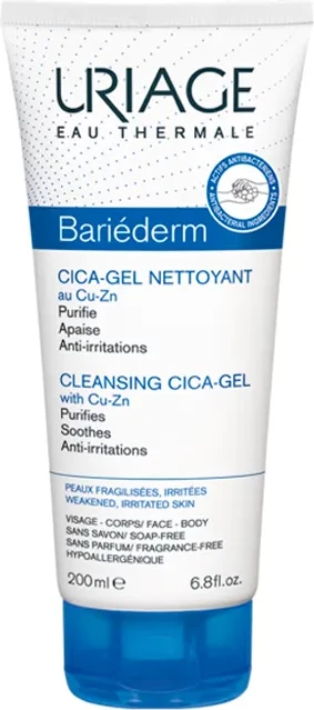 Čistilni gel za obraz in telo unisex Uriage Bariéderm-Cica 200 ml
