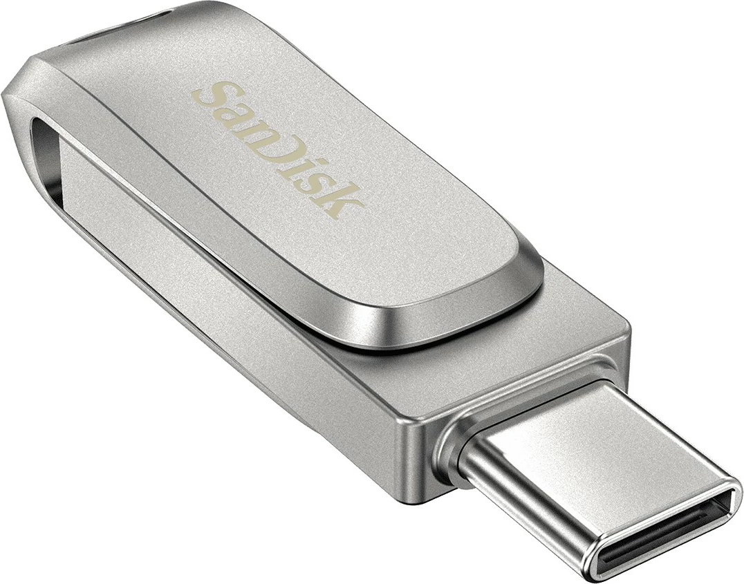 USB ključek SanDisk Ultra Dual Drive Luxe, 128 GB, USB Type-A / USB Type-C, 3.2 Gen 1, iz nerjavečega jekla
