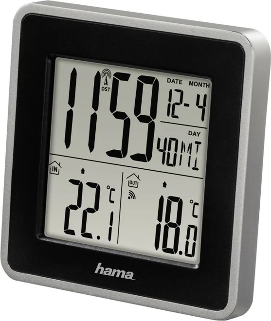 Vremenska postaja z brezžičnim senzorjem, Hama EWS Intro, črno/srebrna
