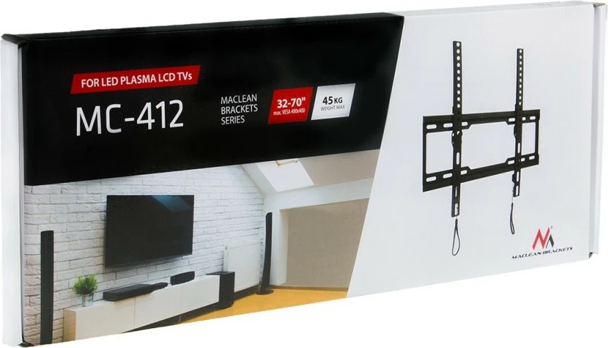 Stenski nosilec za TV, Maclean MC-412, 32–70 in, VESA 400x400, črn